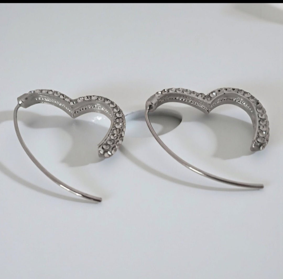 Orecchini a Cerchio a Cuore Donna – Argento Tono con Zirconi Eleganti - GEDICO STORE