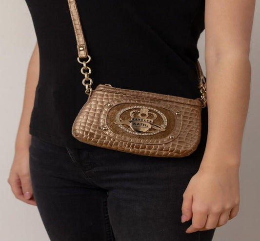 Borsa Kathy Oro Bronzo 21×13 cm | Mini Bag Vintage Usata Come Nuova con Scatola Originale | Tracolla Elegante con Catena - GEDICO STORE