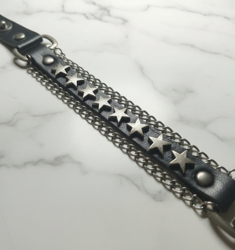 Bracciale Punk con Catene e Stelle – Punk Bracelet with Chains and Stars - GEDICO STORE