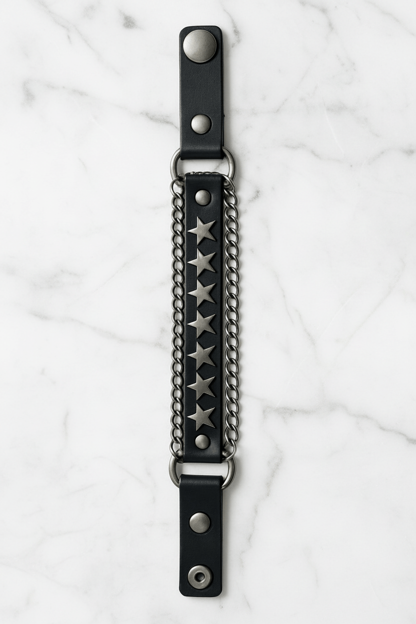 Bracciale Punk con Catene e Stelle – Punk Bracelet with Chains and Stars - GEDICO STORE
