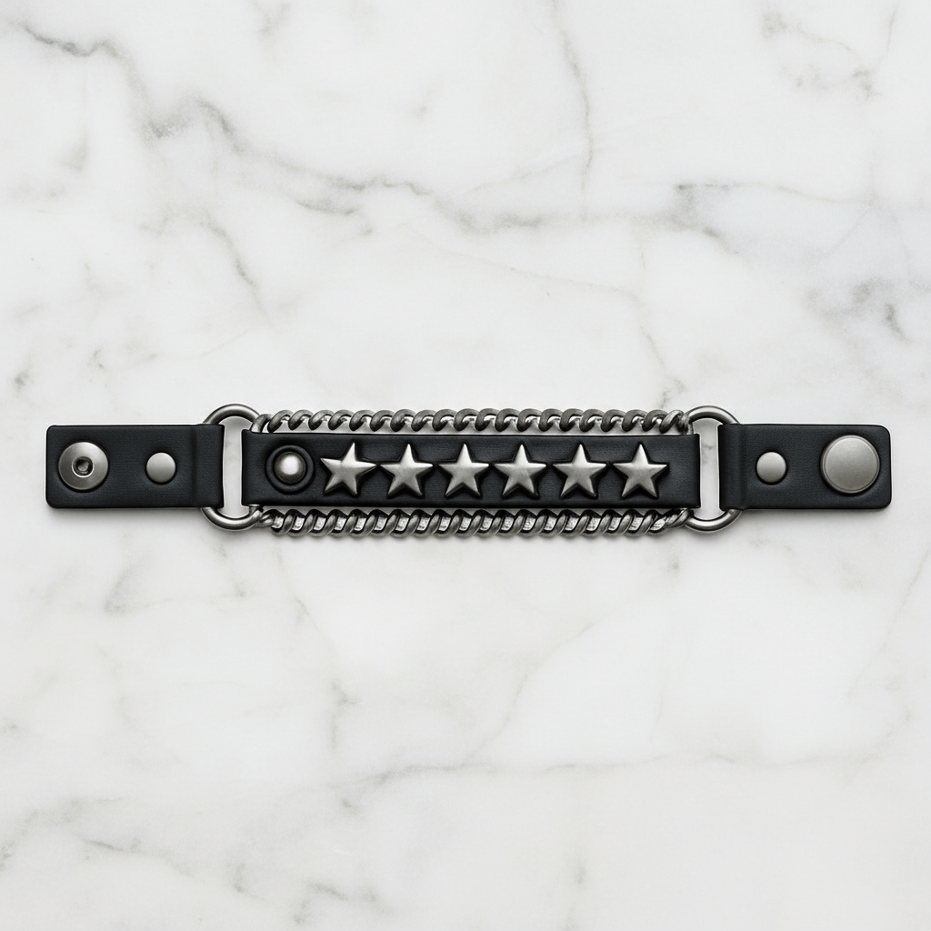 Bracciale Punk con Catene e Stelle – Punk Bracelet with Chains and Stars - GEDICO STORE