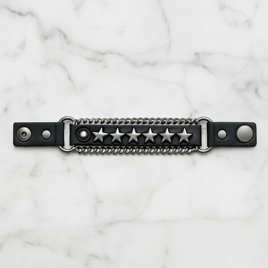 Bracciale Punk con Catene e Stelle – Punk Bracelet with Chains and Stars - GEDICO STORE