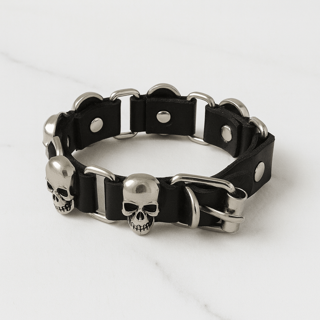 Bracciale Punk con Teschi – Skull Punk Bracelet Used Like New - GEDICO STORE