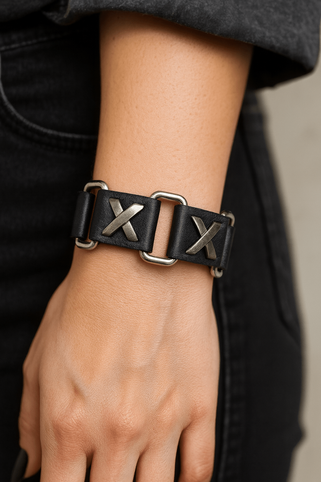 Bracciale Uomo in Simil Pelle con Dettagli Metallici – NUOVO – Regolabile - GEDICO STORE