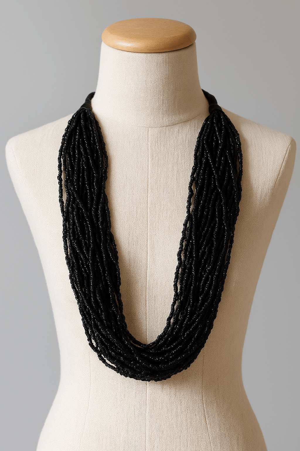 Collana multistrato donna | Perline nere vintage stile boho statement - GEDICO STORE