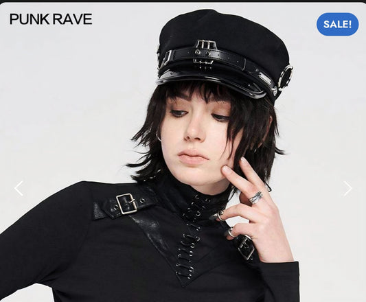 Gothic Buckle Rivet Hat – Punk Rave Military Cap - GEDICO STORE