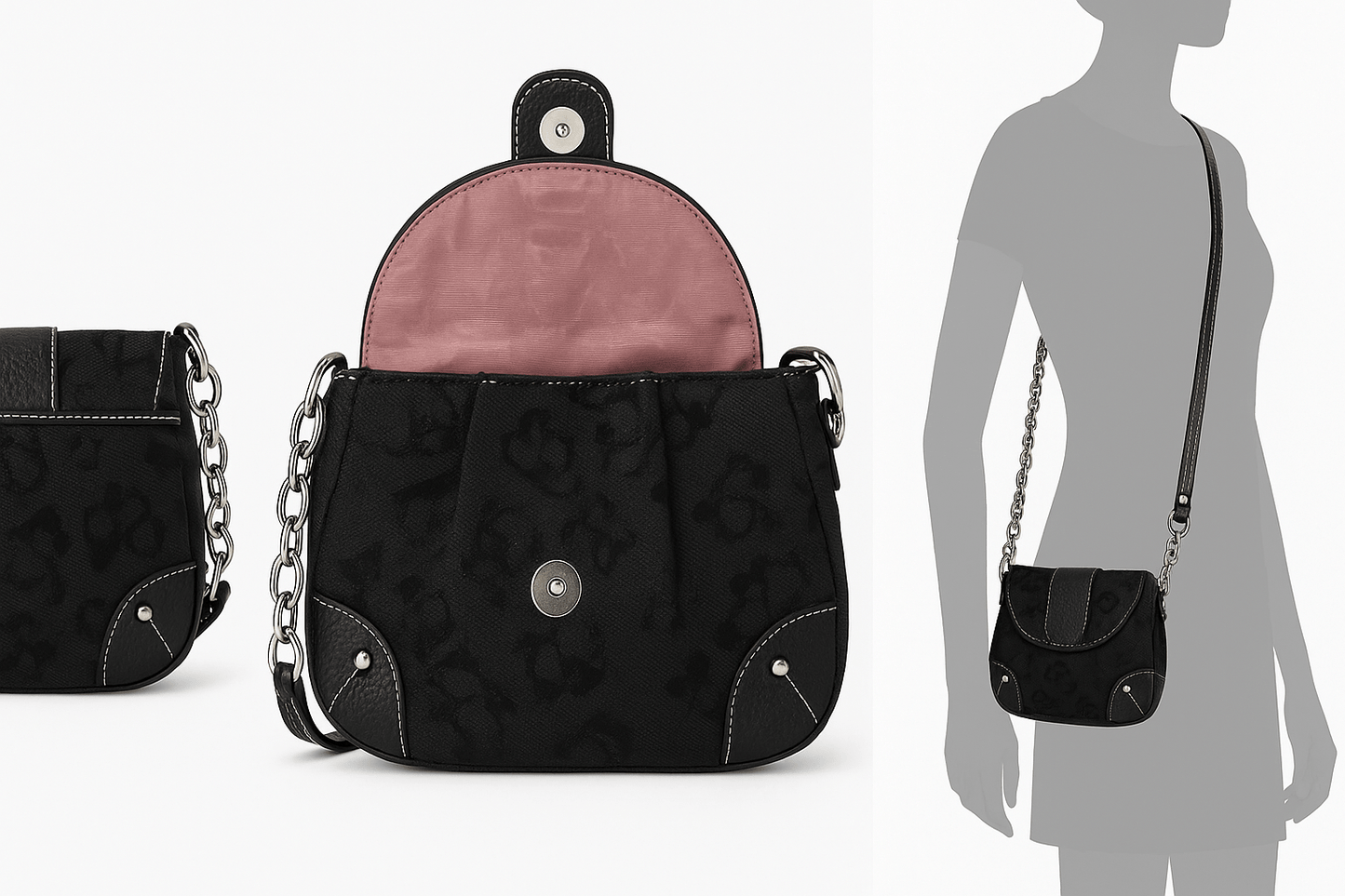 Kathy Van Zeeland Mini Shoulder Bag Y2K – Borsa Nera Vintage con Dettagli in Metallo - GEDICO STORE