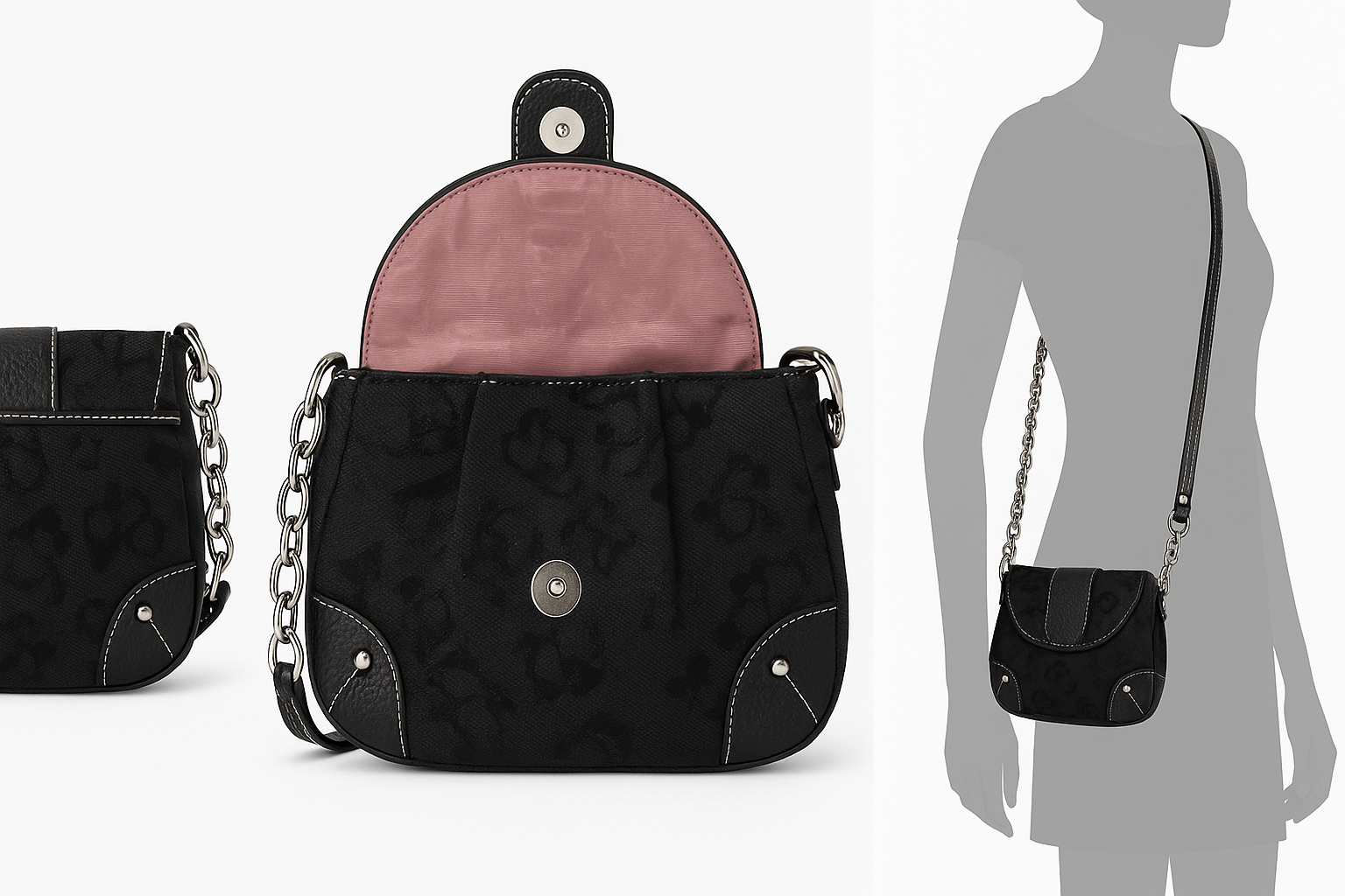 Kathy Van Zeeland Mini Shoulder Bag Y2K – Borsa Nera Vintage con Dettagli in Metallo - GEDICO STORE