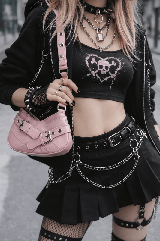 Mini Shoulder Bag Y2K Rosa con Fibbie | Vintage 2000s Style - GEDICO STORE