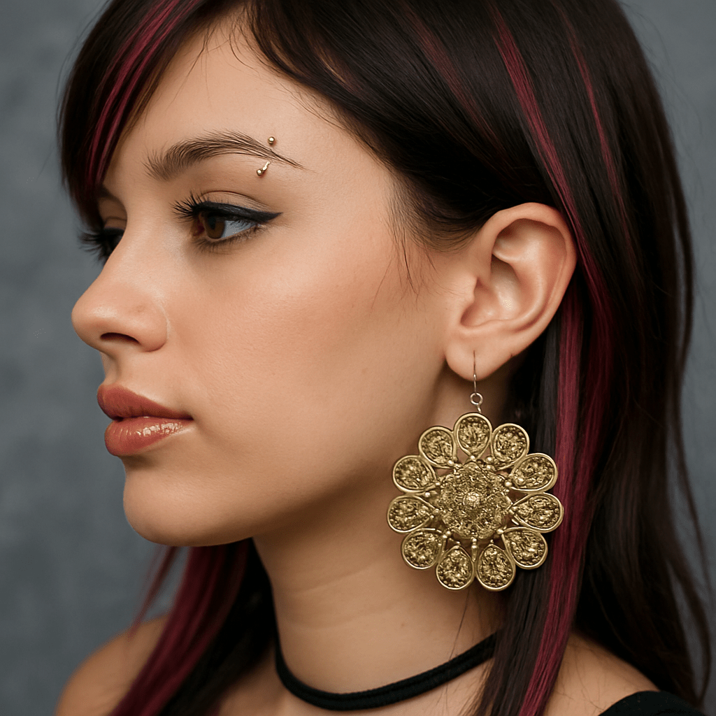 Orecchini Pendenti Oro Filigrana Fiore – Boho Chic, Vintage, Stile Y2K - GEDICO STORE