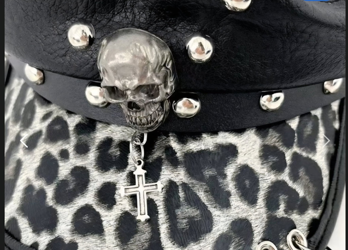 Punk Skull Rivet Chained Hat – Gothic Leopard Cap - GEDICO STORE