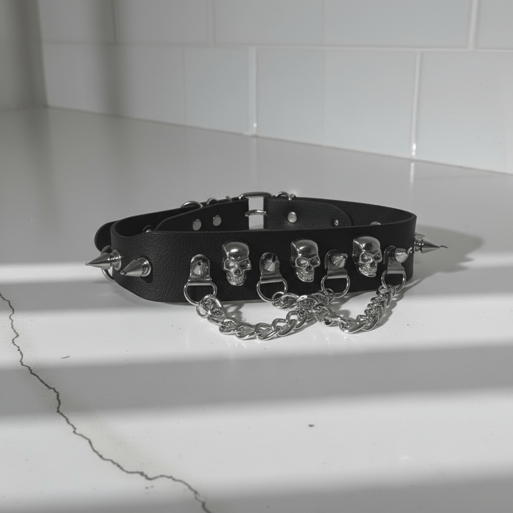 Y2K Punk Rock Studded Bracelet with Chains – Vintage Style Accessory – New Unisex Goth Emo Bracelet - GEDICO STORE