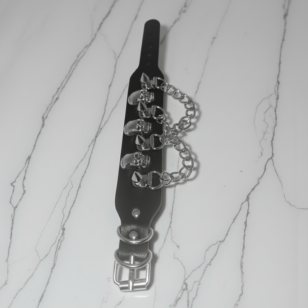 Y2K Punk Rock Studded Bracelet with Chains – Vintage Style Accessory – New Unisex Goth Emo Bracelet - GEDICO STORE